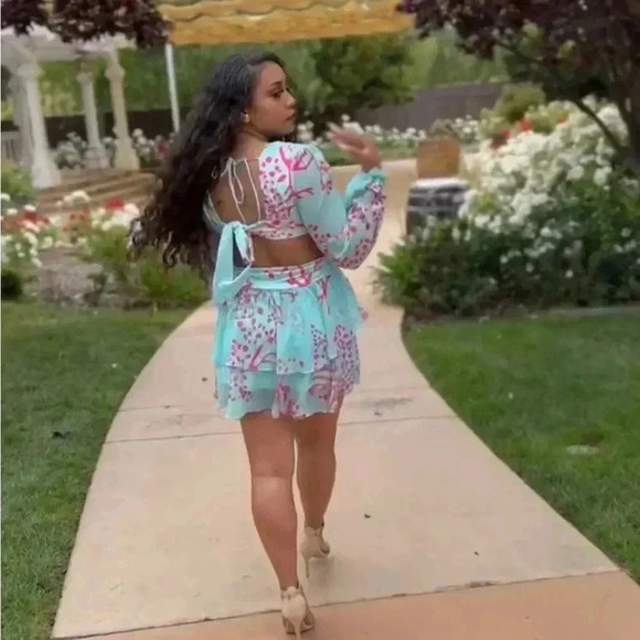 Blue Angel Ruffle Cut-Out Mini Dress - Picture 4 of 4